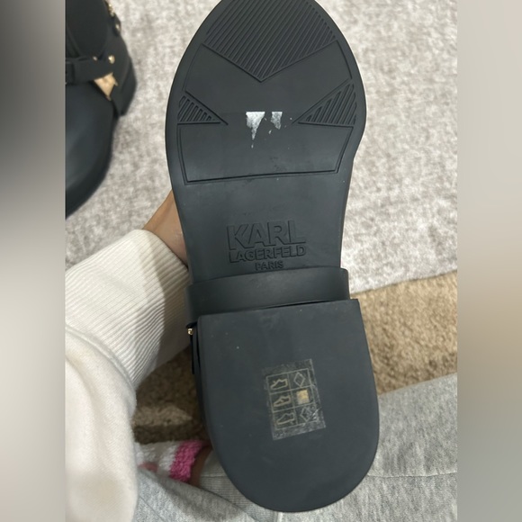 Karl Lagerfeld Paris, Black Rain boots with Gold hardware - Picture 3 of 7